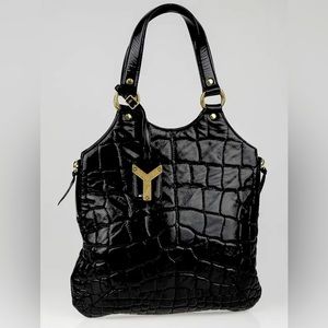 Yves Saint Laurent Tribe Patent Leather Embossed Bag